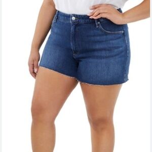 Good American Plus Size Cutoff High Waist Denim Shorts